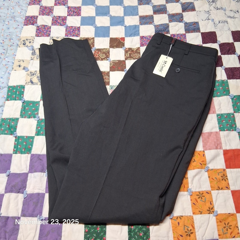St. Croix Dress Pants Onyx Marl Made in Italy Unhemmed Size 36 Regular